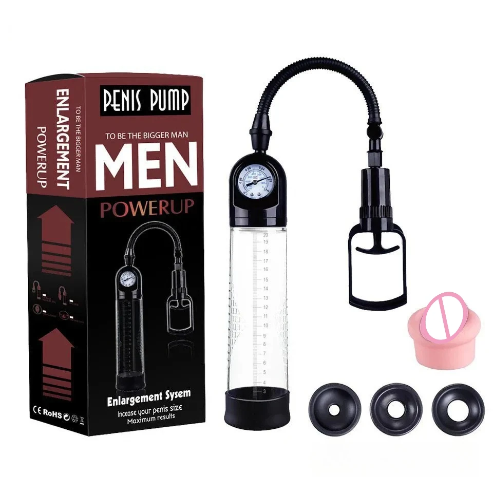 Male Manual Penis Pump Penis Enlarger Negative Pressure Vacuum Pump Big Dick Erection Enhancement Trainer Equipment Adult SexToy
