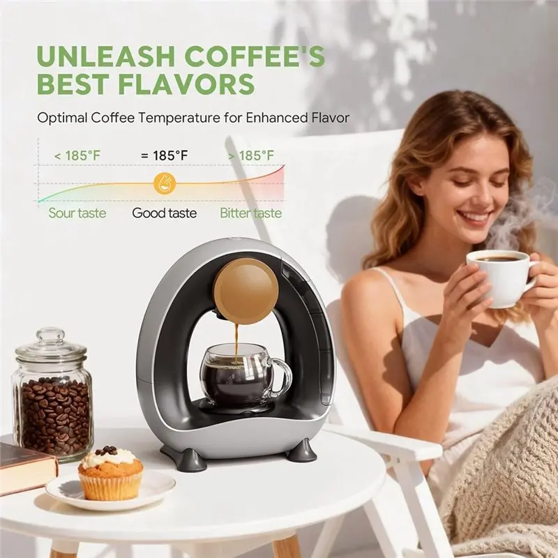 TAIGH-Coffee Maker 2 In 1 Portable High Quality Automatic Silent Machine EU Plug For Home