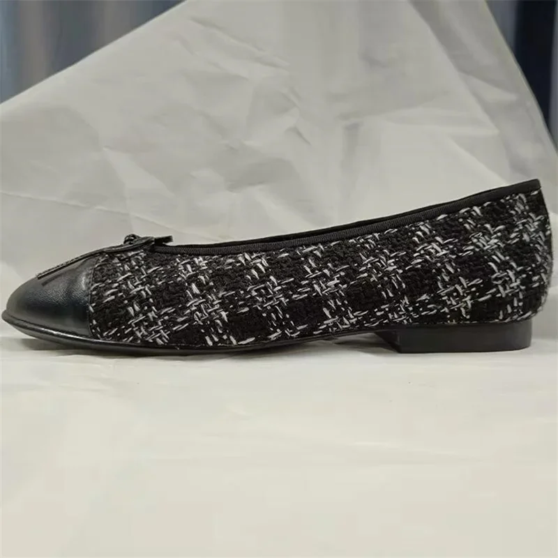 حجم كبير جولة تو العلامة التجارية الفاخرة تصميم القوس الباليه حذاء مسطح النساء جلد طبيعي حذاء كاجوال Zapatos Mujer #6