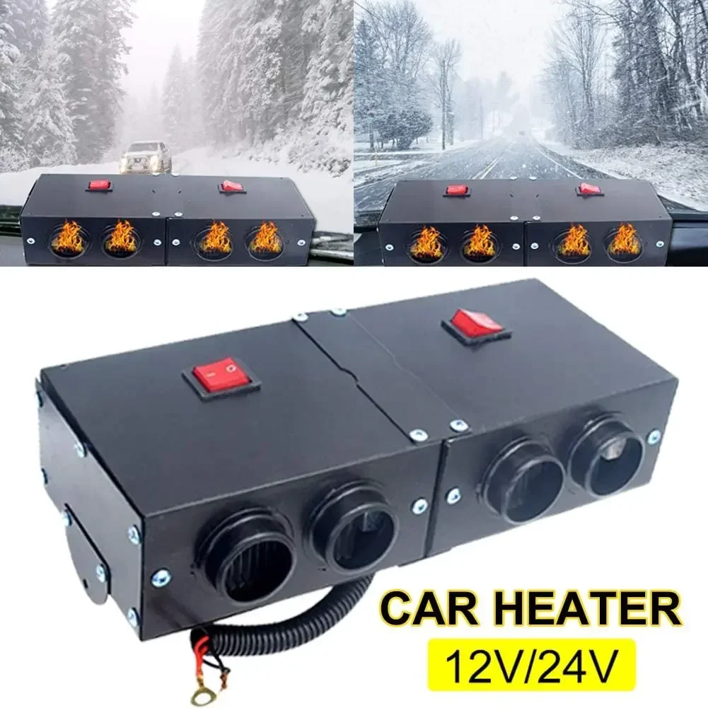 12V/24V 500W 2/4 Hole Car Heater Portable Car Heater Mute Fast Heating Fan Cooling Fan Windscreen Defrosts Defogger Accessorie