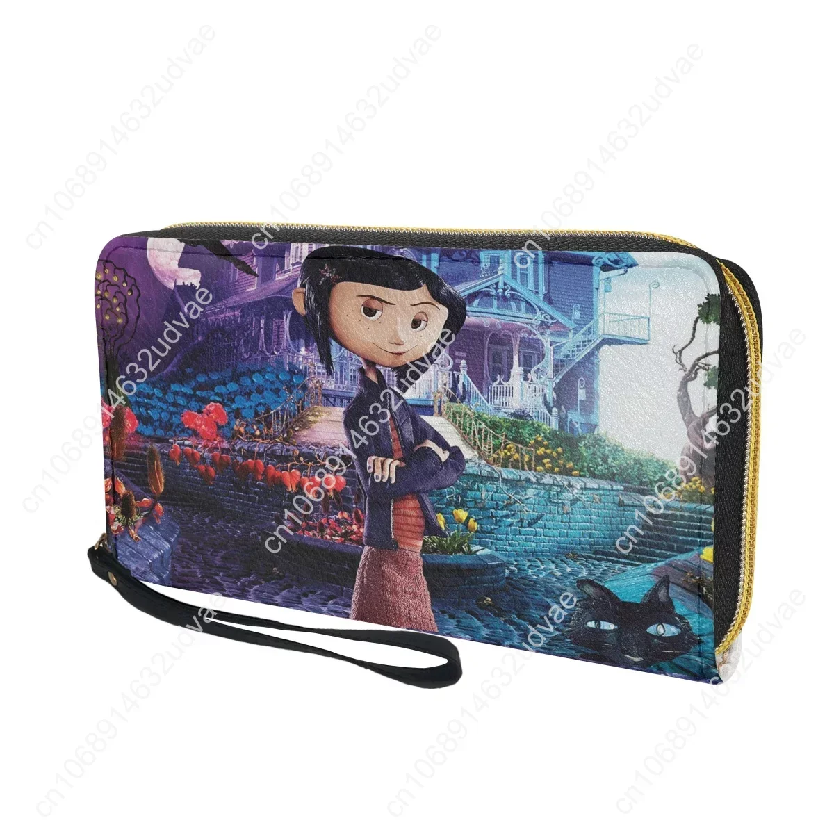 Cartera de mano de piel sintética con estampado de dibujos animados para mujer, cartera larga informal, Retro, pequeña, para teléfono, 2023