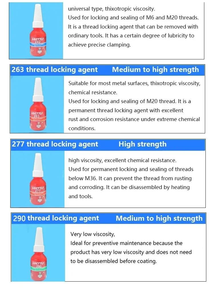10ml 243 Blue Threadlocker Medium Strength Threadlocker Sealing Anti-corrosion Sealing Screw Thread Locking Anaerobic Adhesive
