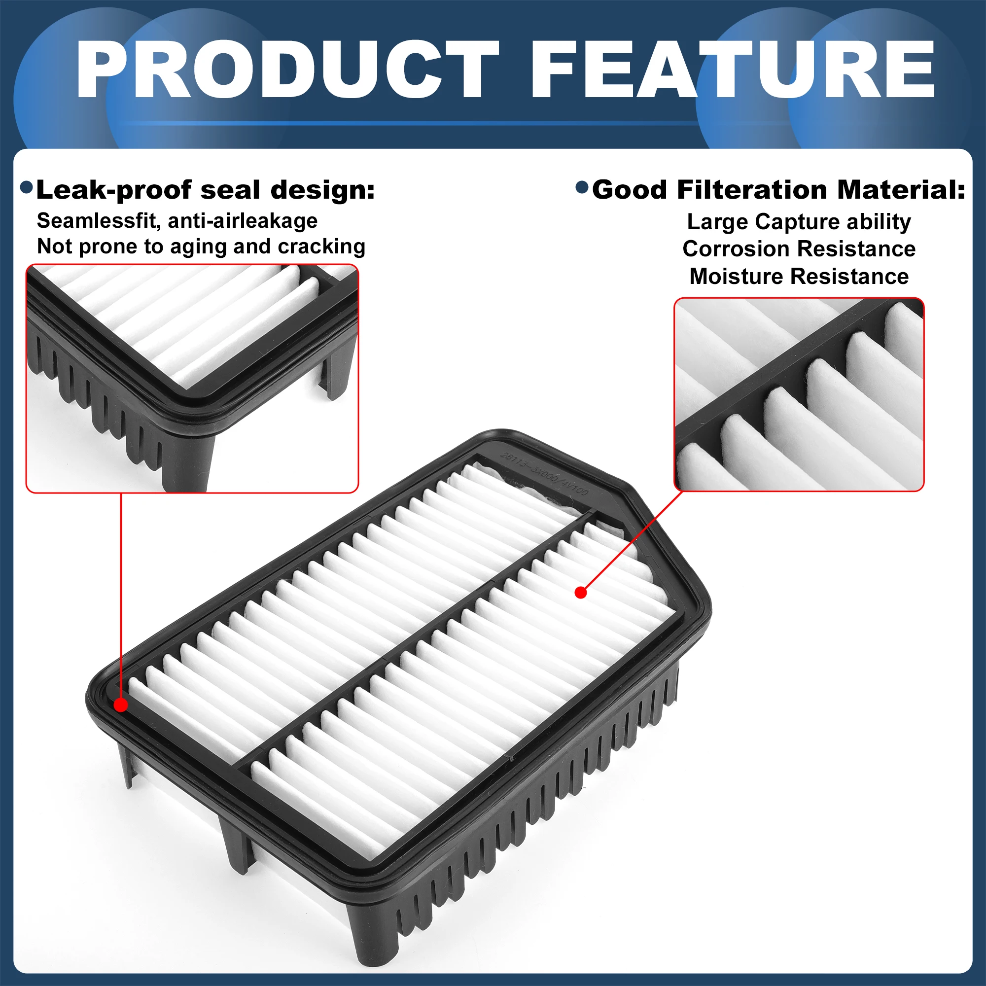

X Autohaux Воздушный фильтр двигателя Воздушный фильтр двигателя No 281133X000 для Hyundai Elantra 1.8L 2.0L 11-16 Длительный срок службы