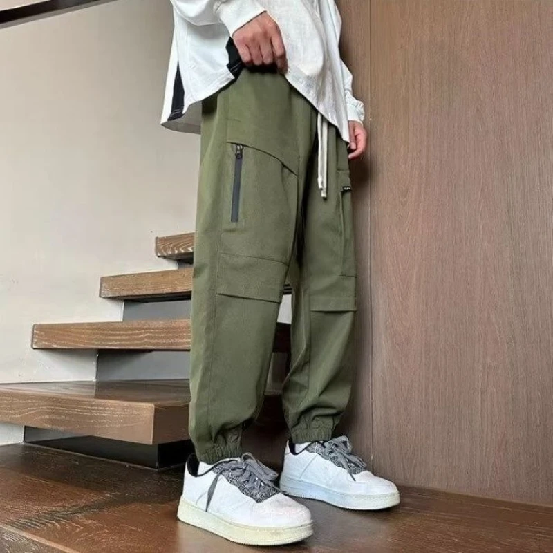 

Minimalist Green Men's Cargo Pants Low Price Loose Y2k Vintage Korean Style Harajuku Designer High Quality Casual Male Trousers