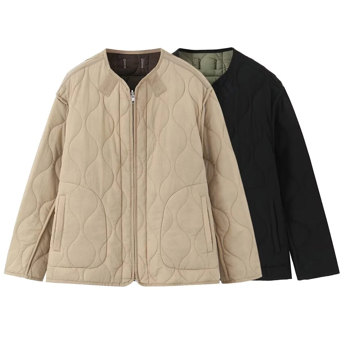 

2025 Winter New Women's Casual Fashionable Versatile Commuter Patchwork Reversible Cotton Jacket, Warm Jacket