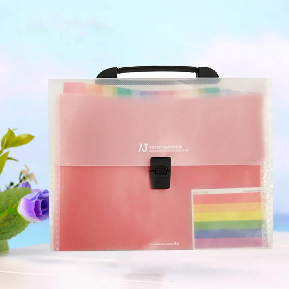 

13 Pockets A4 Document Organizer Bag Waterproof Plastic Large Capacity File Storage Portable File Bag For School Office Home Use