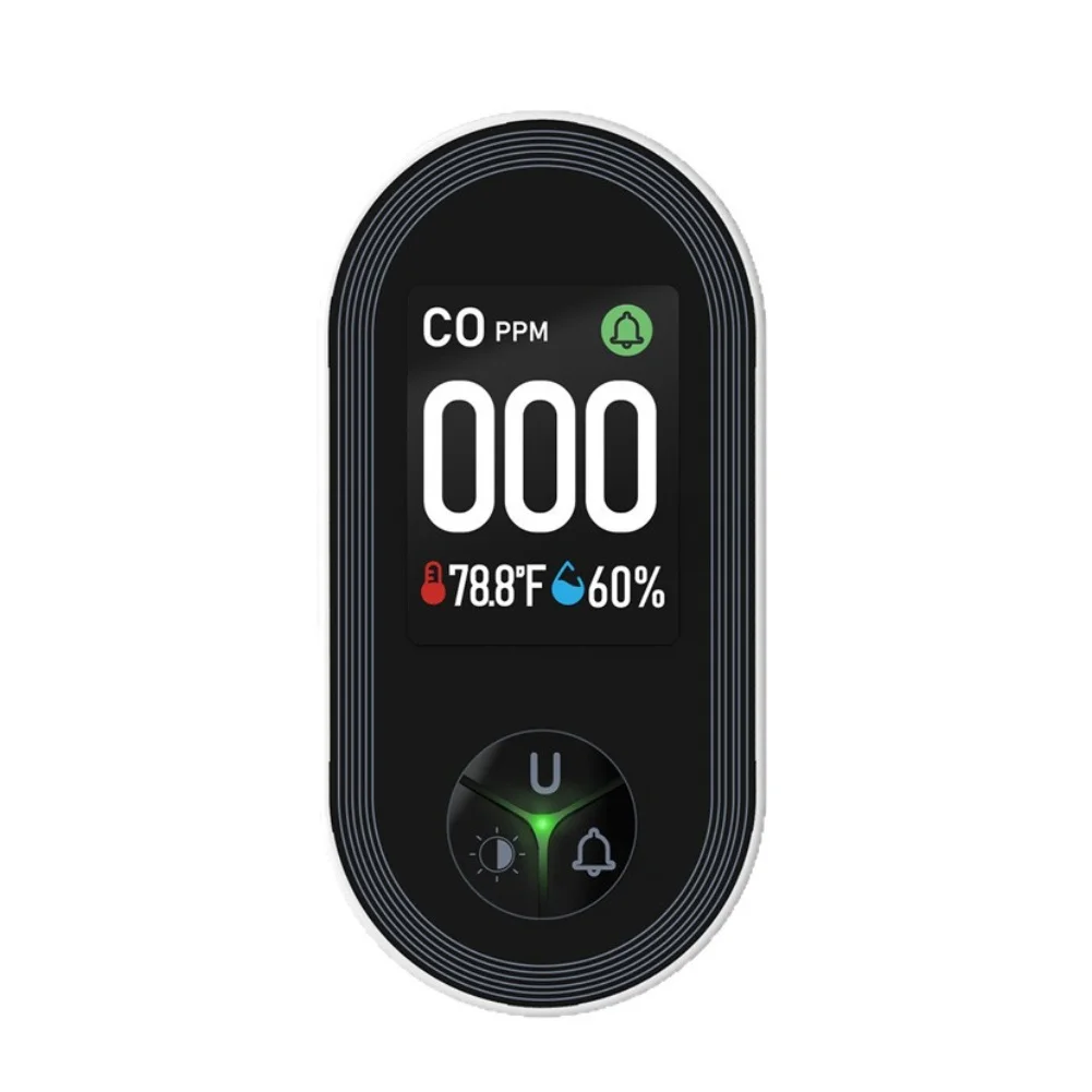 

Gas CO Temperature Humidity Sensor 3in1 with Natural Gas Leak Detection Audible Visual Alarm for Home and Travel Safety