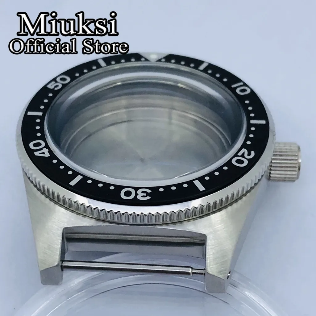 Miuksi 62MAS diving 40mm silver sterile watch case domed sapphire glass fit NH35 NH36 movement