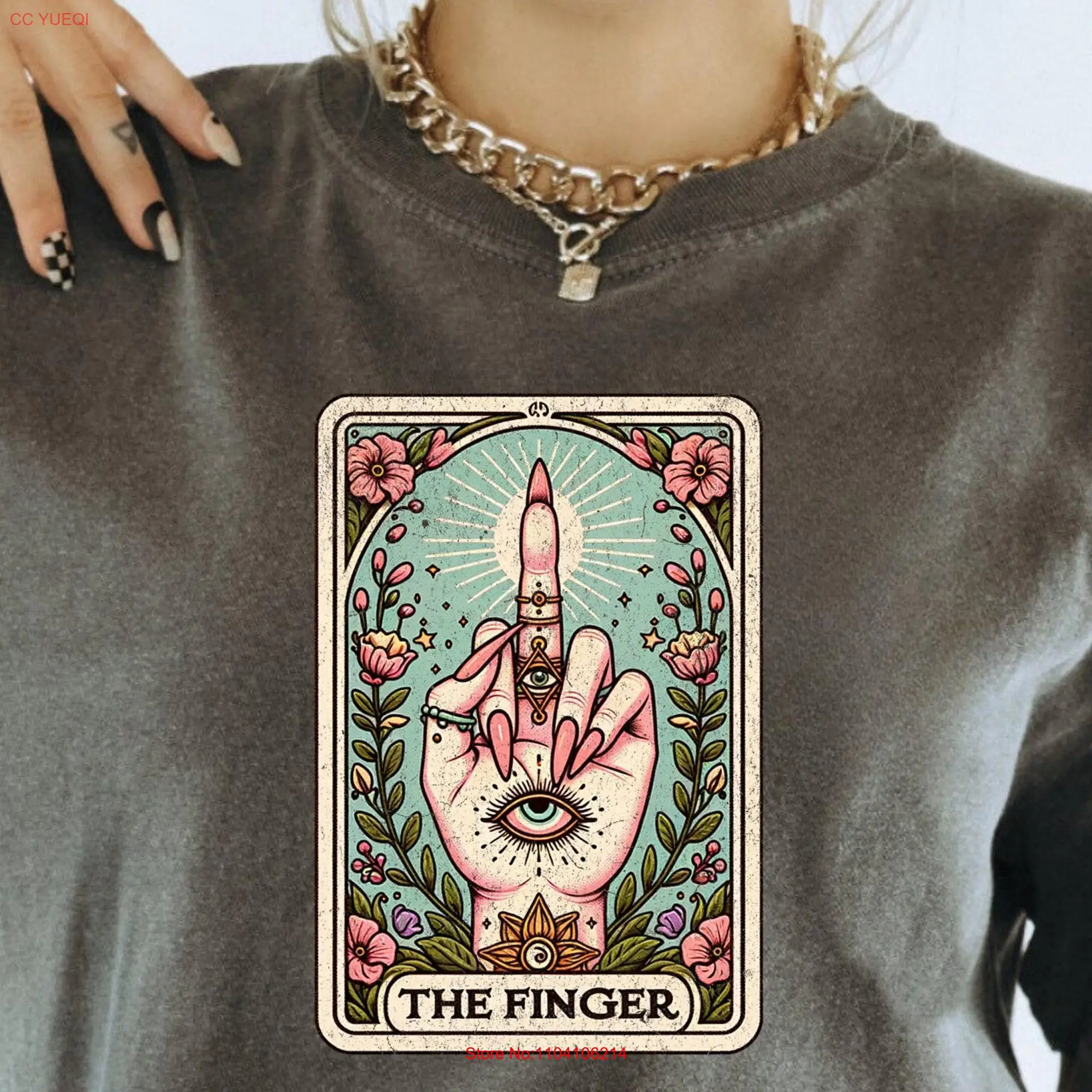 Sattire Tarot Card T Shirt The Finger Mystical Celestial Astrology Witchy Comfort Colors long or short sleeves