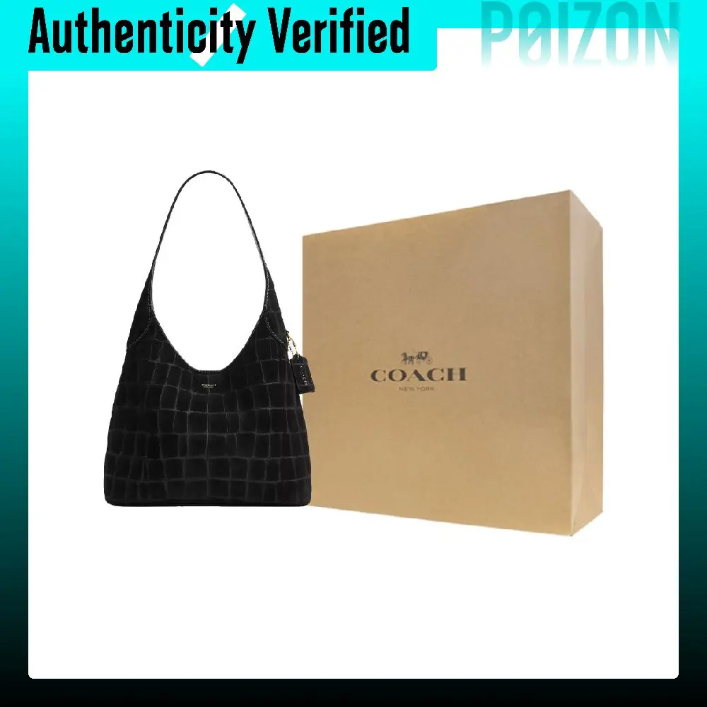 COACH Brooklyn Suede Shoulder Bags Small Women's Black CCJ00-B4BK