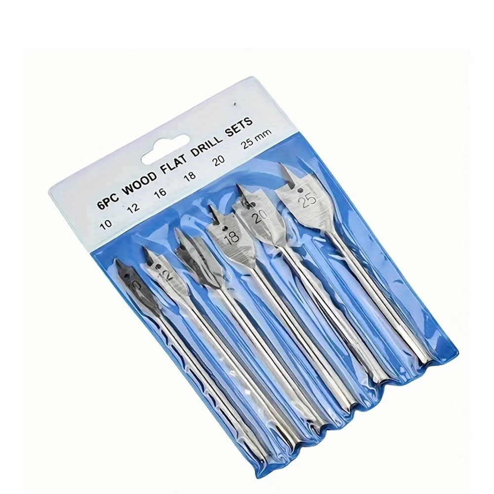 ชุดดอกสว่านเจาะไม้ 6 ชิ้น/ชุด, ดอกสว่านแบบสามแฉก, ขนาด 10 มม.~25 มม., ก้านหกเหลี่ยม, เครื่องมือเจาะงานไม้ DIY, ที่เจาะรูไม้