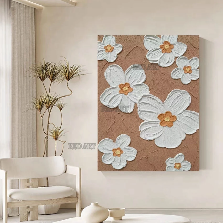 

3D Thickness Acrylic Flower Paintings Bedroom Decorative Item Flowrs Oil Painting Coloful Murals Art Luxury Artwork On Canvas