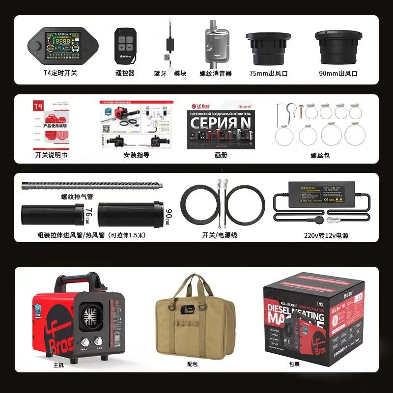 2025 جديد الكل في واحد N3 سخان في الهواء الطلق المنزل استخدام والتخييم سخان التوقف 5KW 12/220V #3