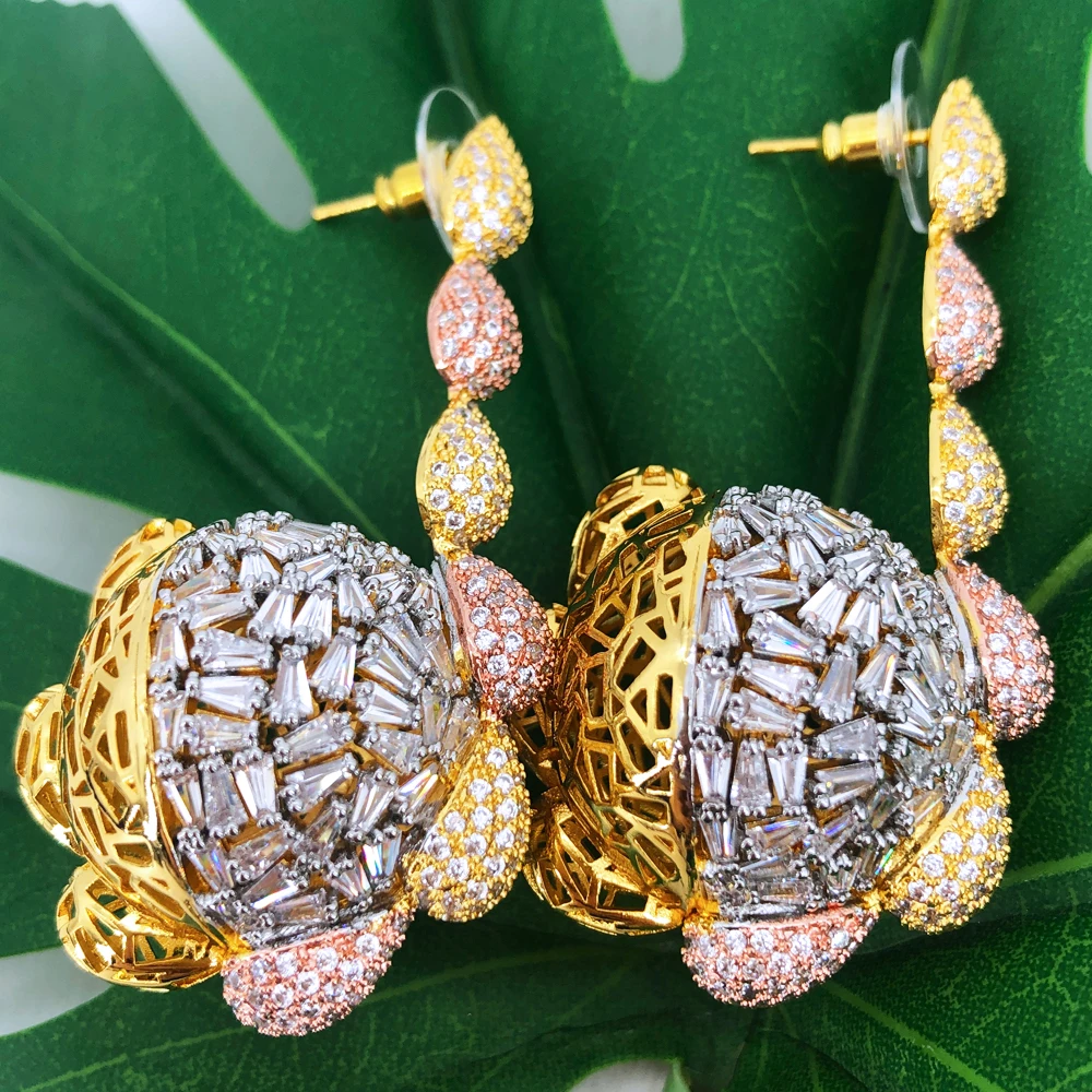 

Missvikki Trendy Cubic Zircon Luxury Original Drop Earrings Indian Earrings for women Wedding Engagement Party JEWELRY GIFT