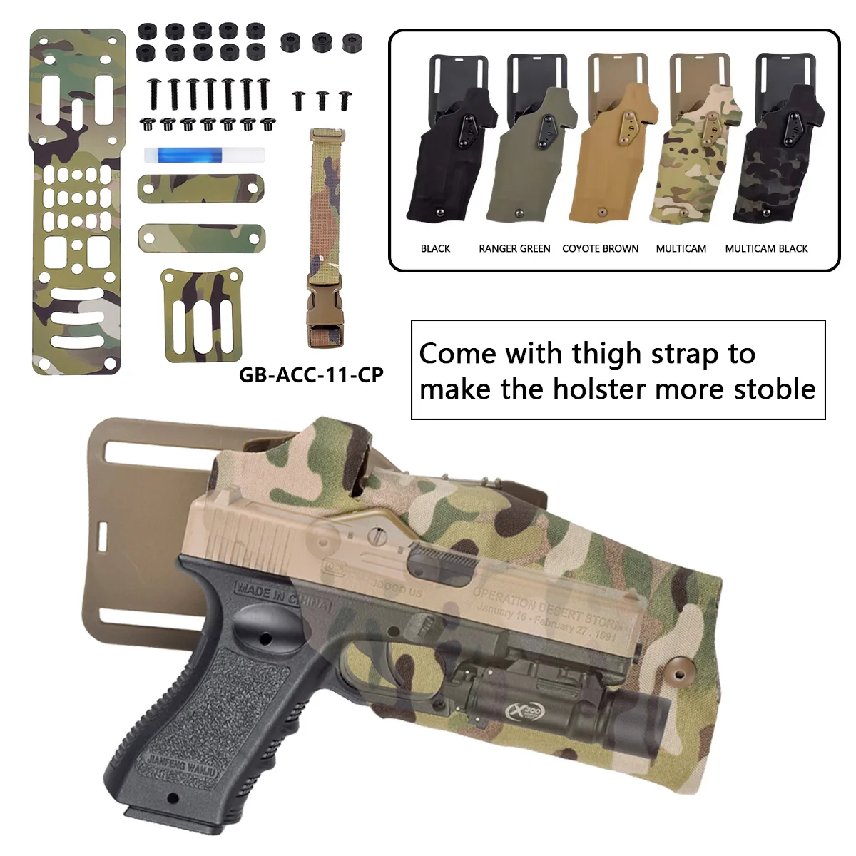 Tactical 6354 DO Pistol Holster Glock 17 Compatible X300 Ultra Light Holsters QLS Quick Mount Adapter Leg Shroud Drop