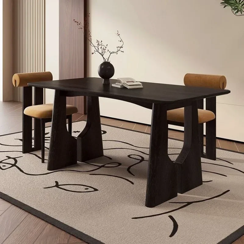 BJ Muebles Para Hogar Retro Solid Wood Dining Table Medieval Light Luxury Household Large, Medium And Small Apartment Rectangula