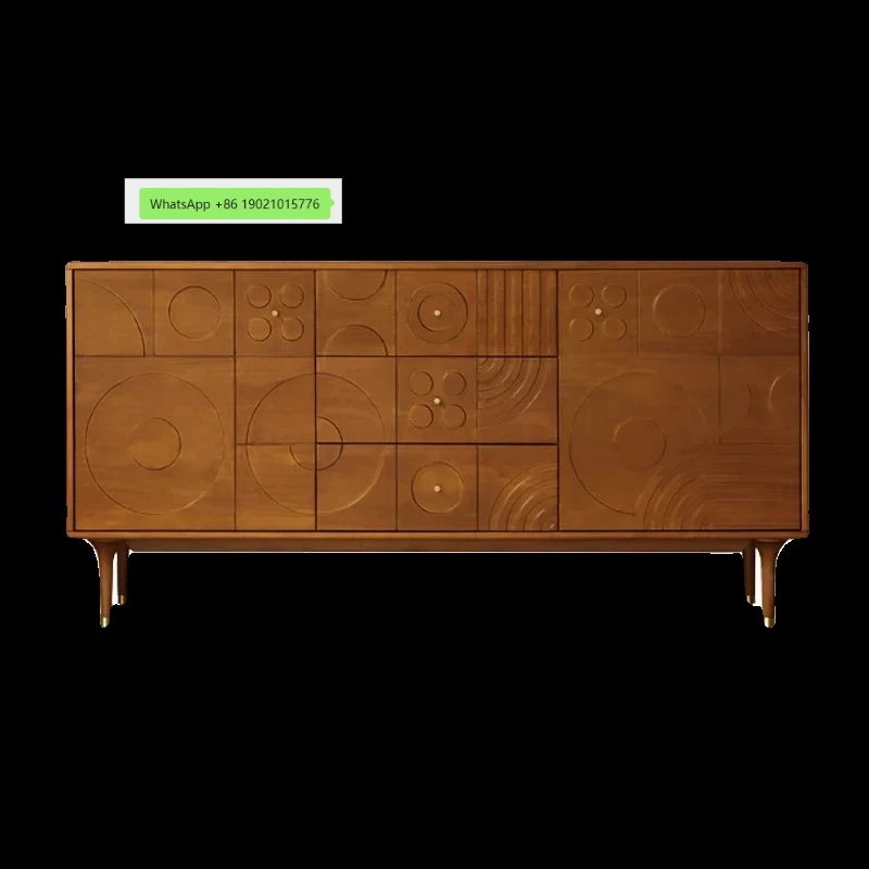 

Nordic solid wood dining side cabinet storage retro carved living room TV cabinet bedroom bedside storage