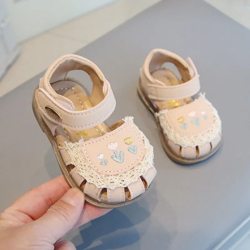 Baby Girls Sandals Summer Children Floral Princess Shoes Kids Beach Sandals Soft-soled Non-slip Infant Toddler Shoes 0-1-2 Years