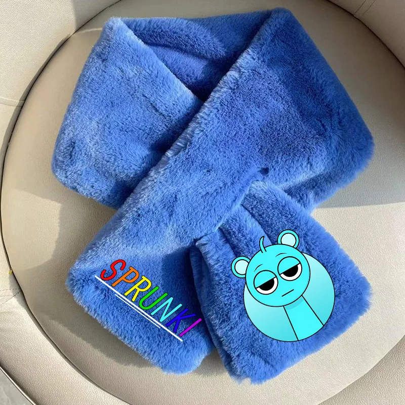 스프룽키 플러시 스카프 귀여운 게임 겨울 따뜻한 소녀 소년 목도리 두꺼운 패션 어린이 목도리 부드러운 아기 생일 선물