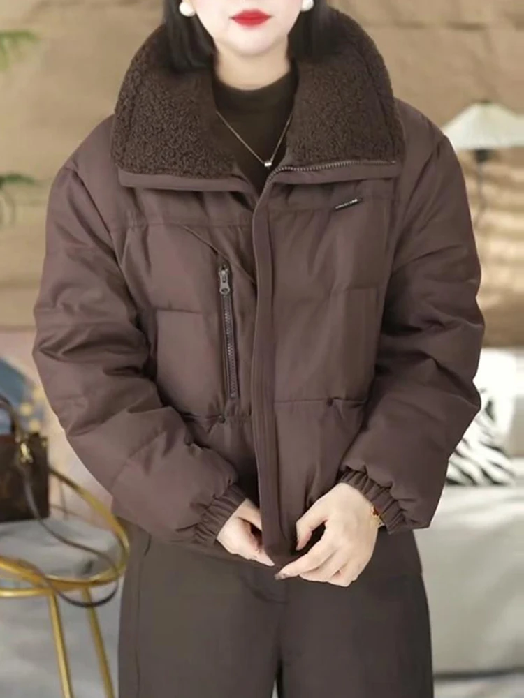 

Sli Thiened Warm Cotton Jaet Women's Winter New Faion Loose Slimming Age-Defng Cotton Coat Korean Sle Long Sve