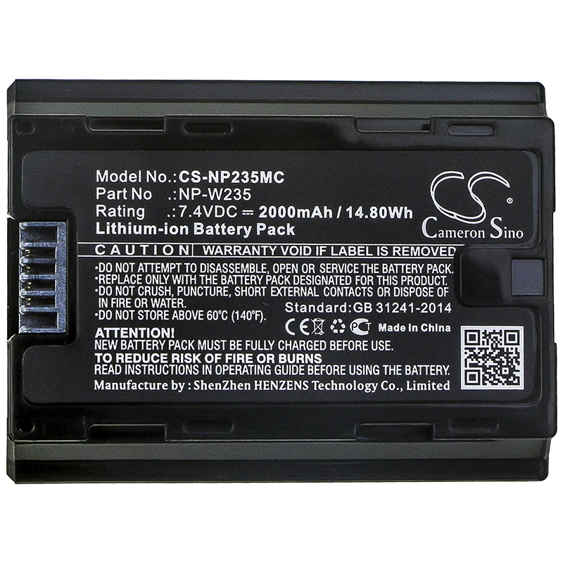 

Cameron Sino Camera Battery for Fujifilm XT 4 GFX100 FX50S II X-H2S NOW 235 2000mAh