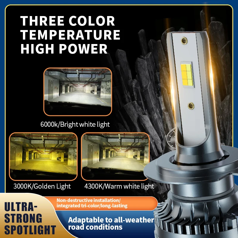 

2X Led 3 Color H7 H4 H11 H8 H1 9005 9006 55W Led Car Headlight Bulbs for bmw e90 e30 f10 audi audi a4 b6 vw caddy toyota corolla