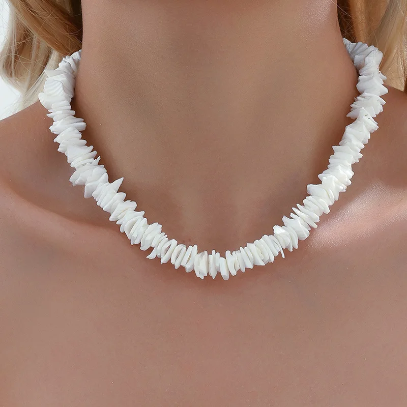 Bohemian Shell Chain Necklace , Hawaiian Beach SeaShell Choker Necklace Womens Gift