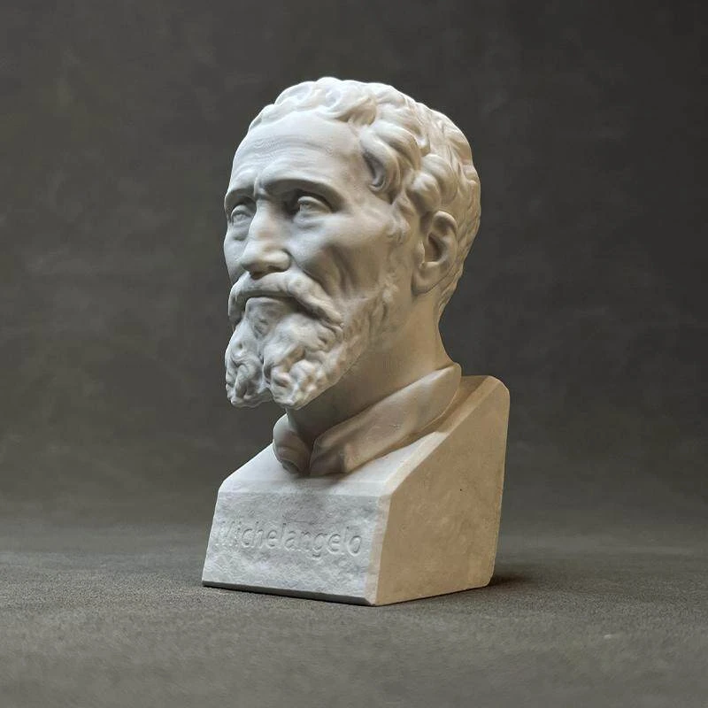 Michelangelo Bust Statue Art Sculpture Plaster Figurine Michelangelo David Head Home Office Decor Bookshelf Cabinet Desktop Gift