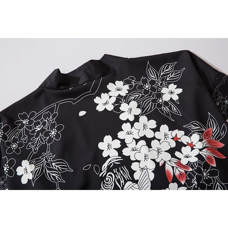 بلوزة خارجية كيمونو سوداء كلاسيكية جاهزة للنساء والرجال ملابس هاراجوكو يابانية فضفاضة للجنسين #6