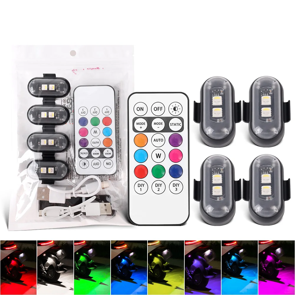 

Автомобильные и мотоциклетные RGB LED стробоскопы, 8 цветов, беспроводные, для самолетов, вертолетов, сигнальные огни