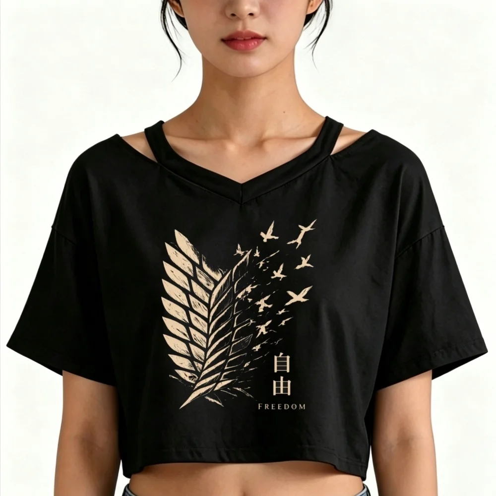 Attack on Titan cropped top girl 2000s harajuku cutecore cheap japanese t shirt manga streetwear party