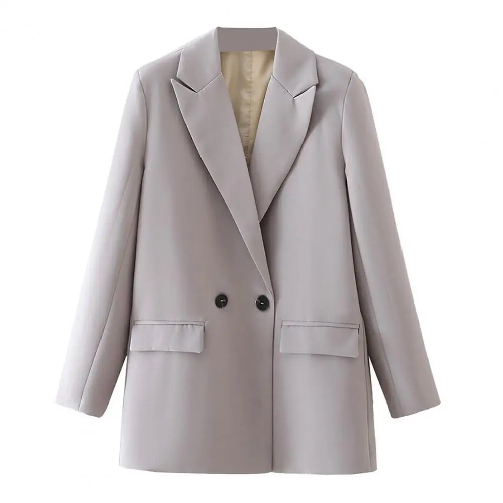 Women Casual Suit Coat Elegant Women\'s Double Breasted Suit Coat with Lapel Design for Business Workwear Casual Versatility