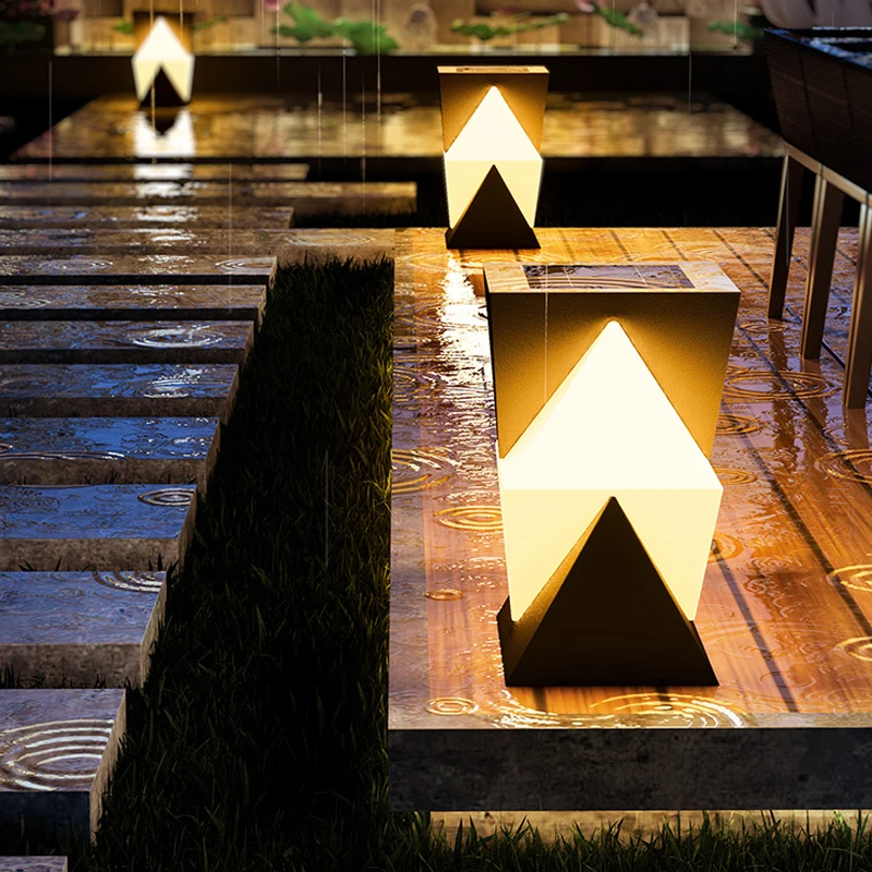 Unique Design LED Solar Outdoor Pillar Light 20 32/30 48CM Landscape Garden Corridor Decoration