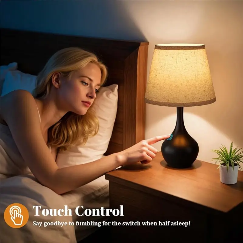 MCGS-, โคมไฟหรี่แสงได้ 3 ทาง โคมไฟห้องนอน ห้องเด็ก โต๊ะทำงาน ห้องนั่งเล่น โต๊ะข้างเตียง ปลั๊กแบบ US