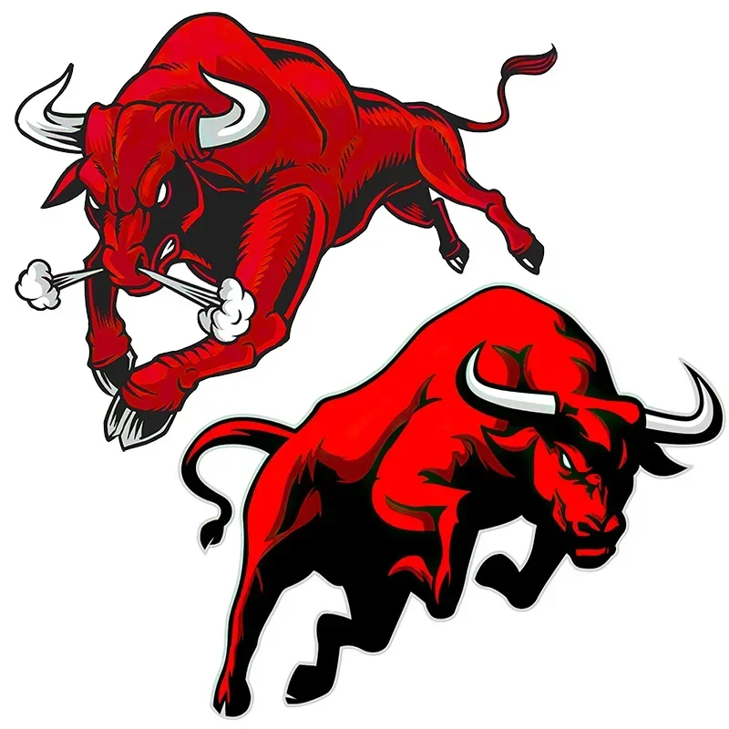 Car Sticker Red Angry Bull Vinyl Decals Car Bumper Rear Window Body Decoration Decals Waterproof Sun Protection,15CM