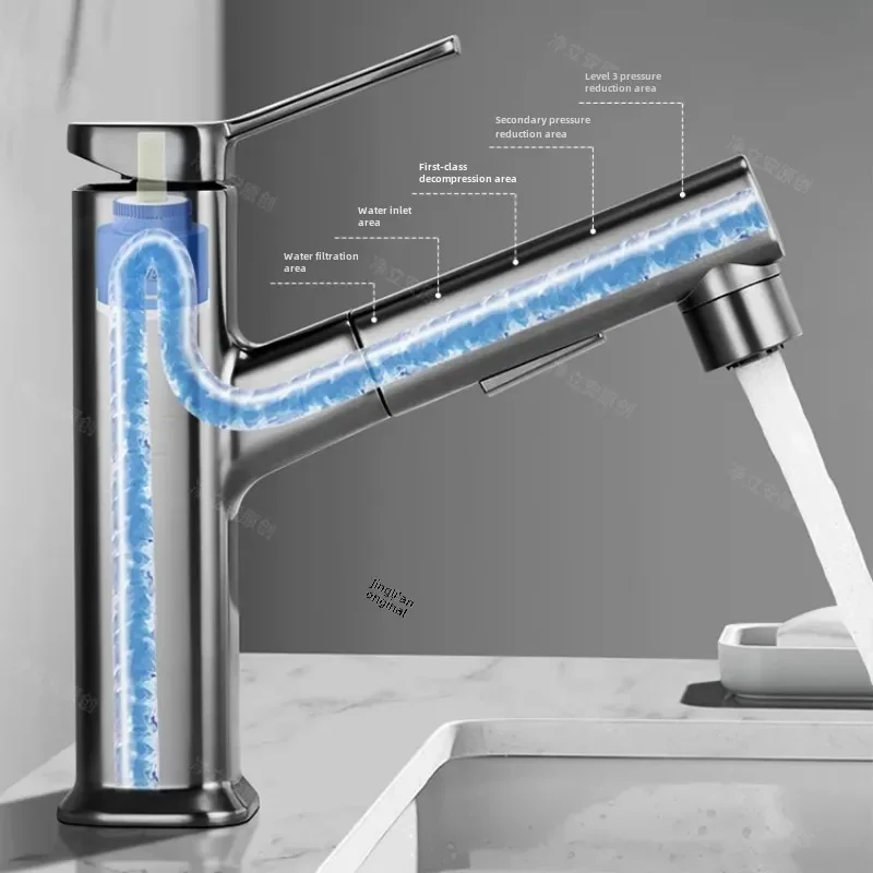 Swivel Washbasin Faucet White Hot and Cold Bathroom Sink Tap Ideal for Hand Wash Stations Compact and Functional Design