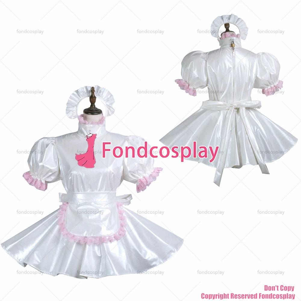 

Сексуальная одежда для взрослых fondcosplay, яркая, короткая, белая, тонкая, ПВХ, Запираемая, фотокостюм, CD/TV[G3744]