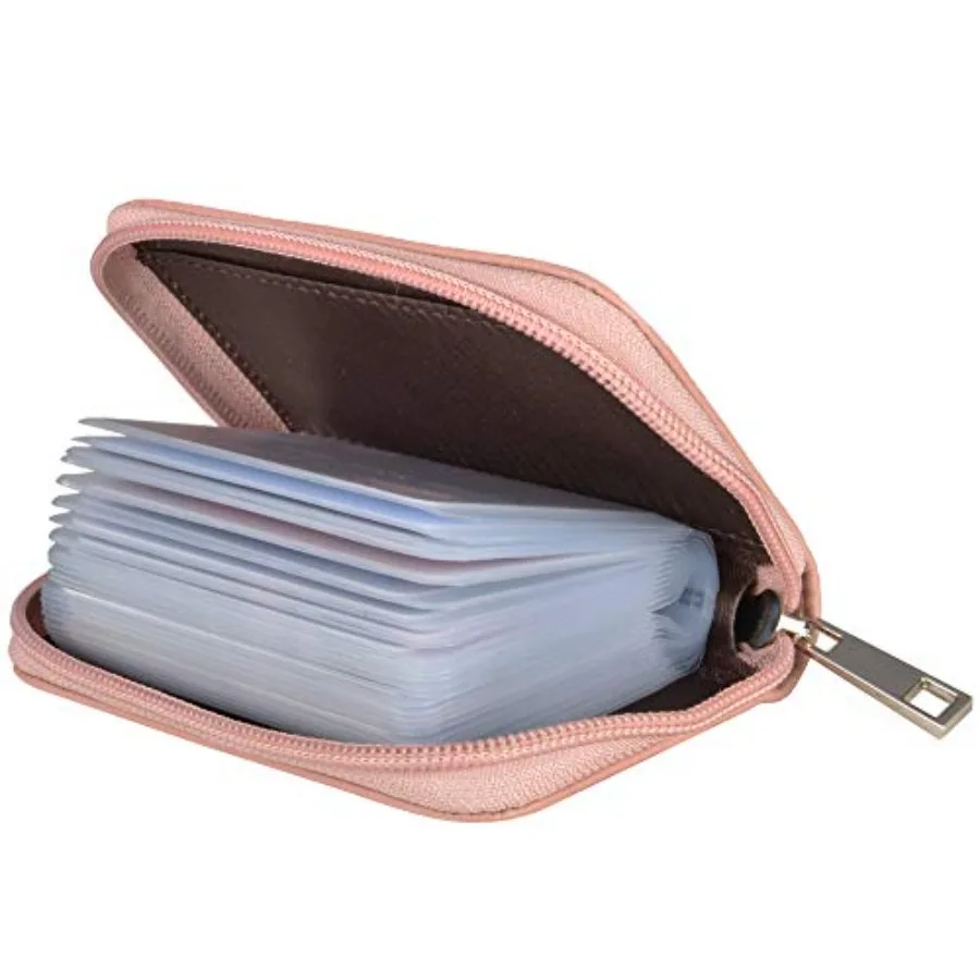 

Genuine Leather Cit Card Holder Zipper Wallet With 26 Card Slots