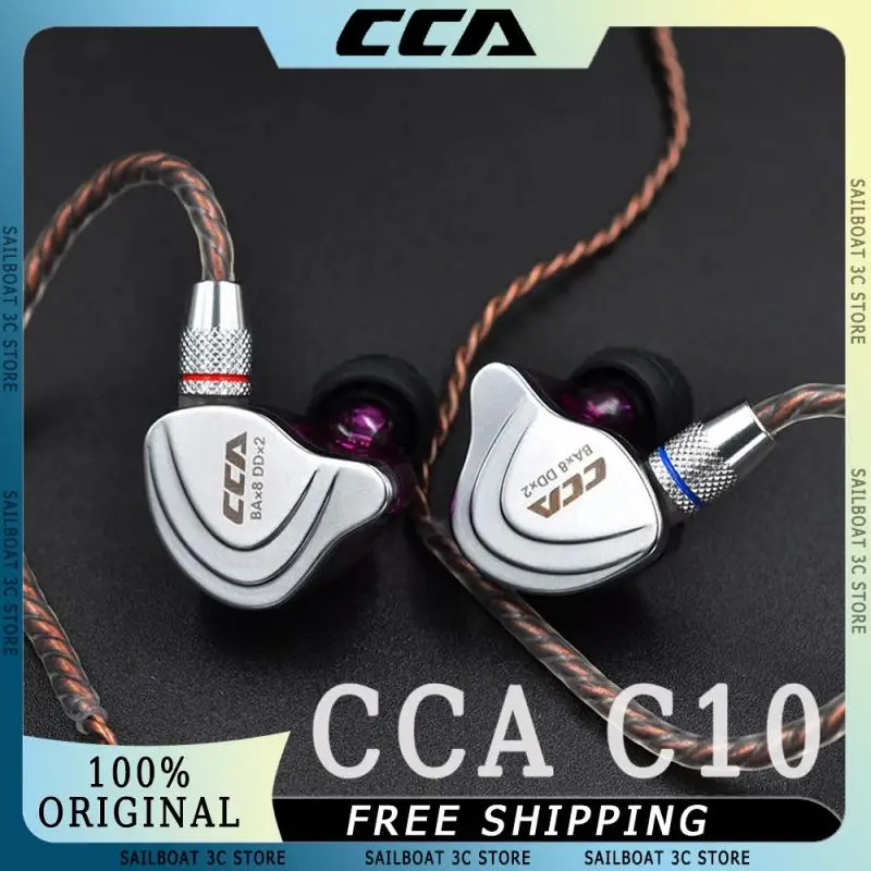 

CCA C10 Wired In Ear Headphones 4BA+1DD Hybrid Technology HiFi Active Noice Cancelling Ergonomic Custom Sports Gaming Earphones