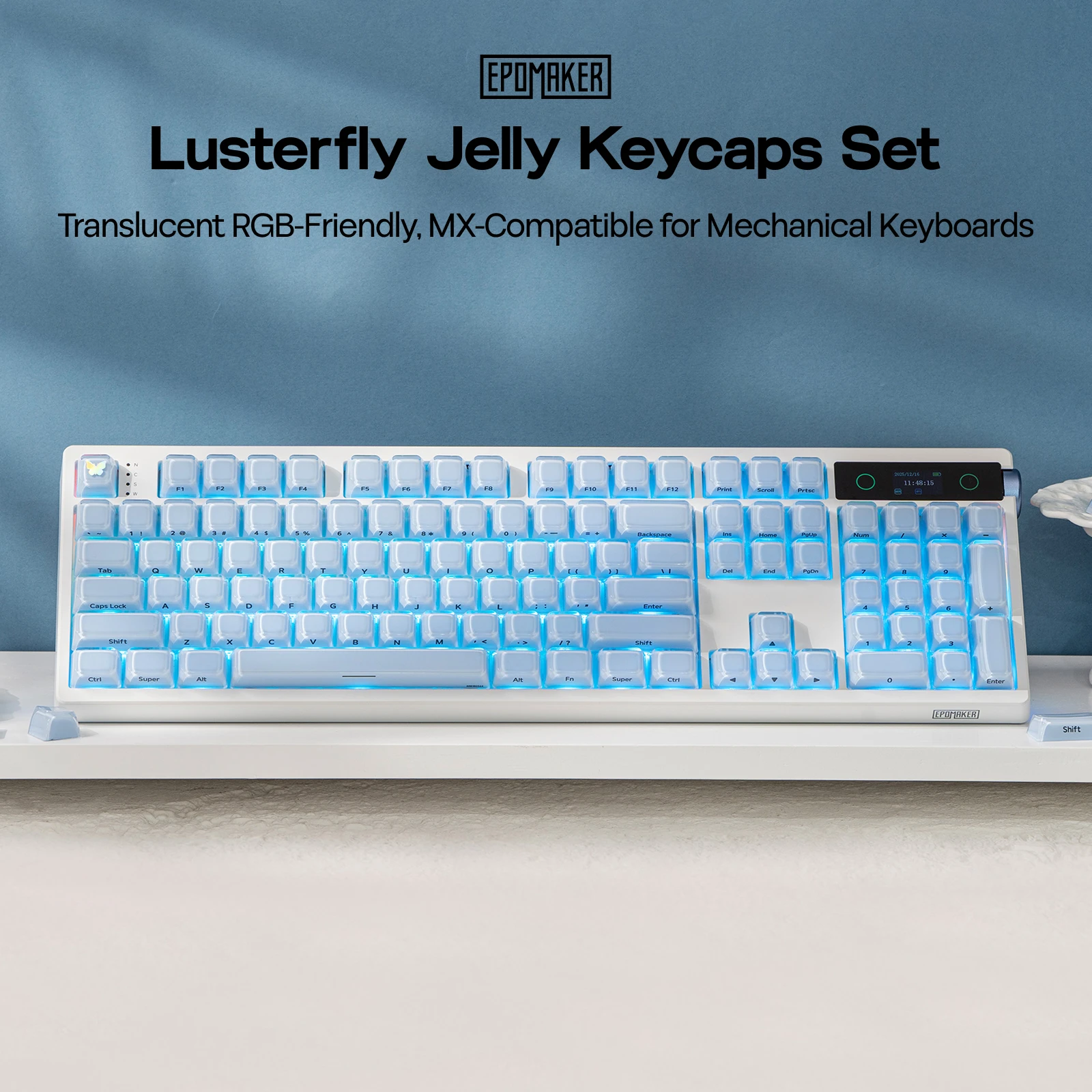EPOMAKER Lusterfly Jelly Keycaps Set 123 Keys MDA Profile for 61/68/84/87/98/100/104-Key Mechanical Keyboard MX-Compatible