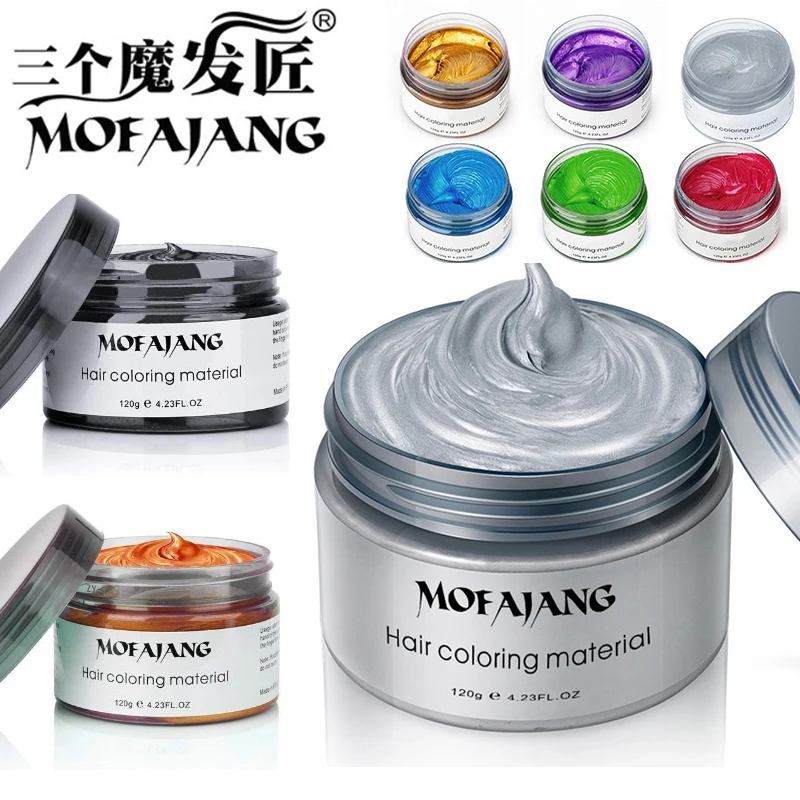 

Mofajang Color Hair Wax Dye Styling Pomade Silver Hair Dye Grey Disposable Natural Hair Strong Gel Cream Hair Dye for Women Men