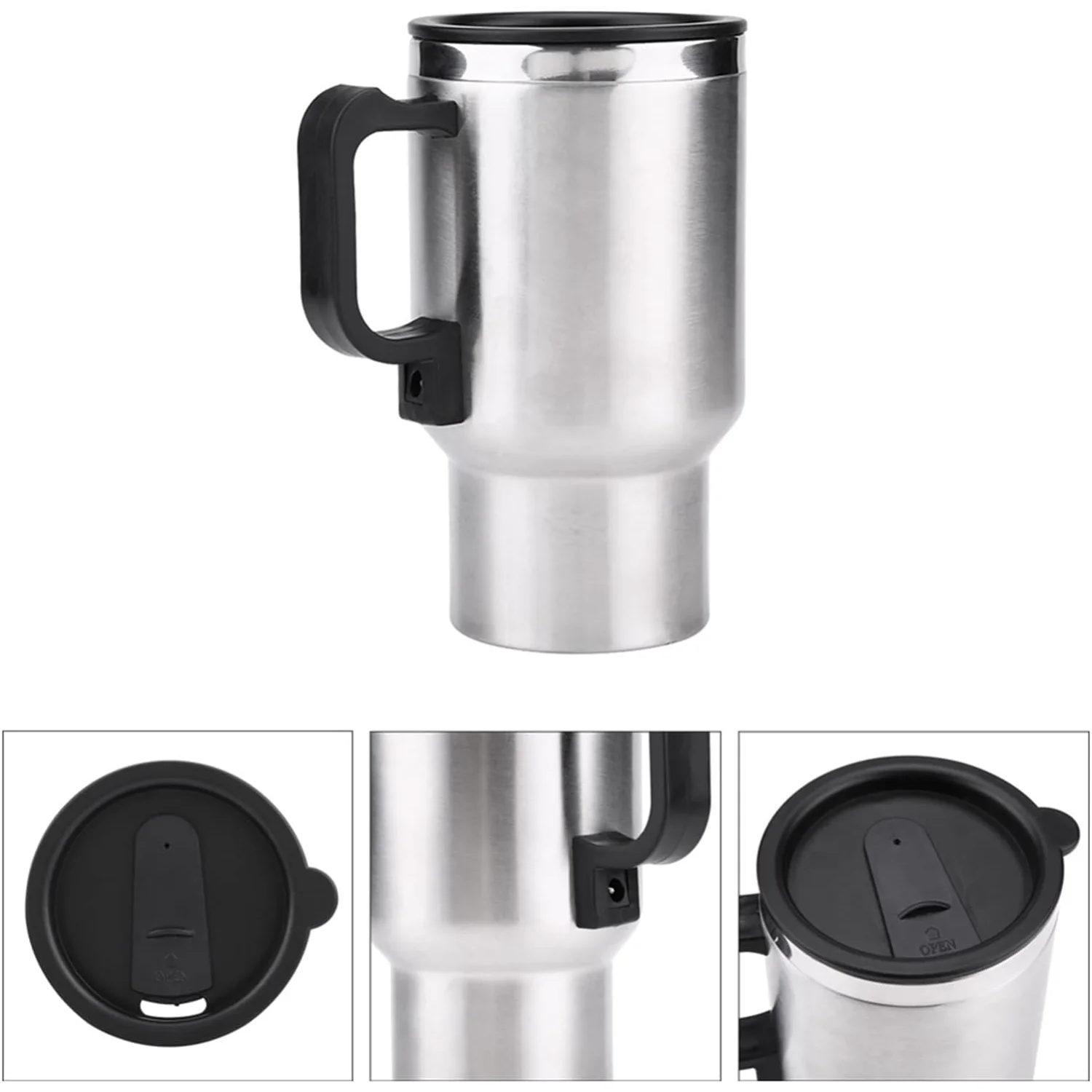 Car  Mug, 12V 450ml  In-car Stainless Steel Travel Heating Cup Coffee Tea Car Cup Mug for Heating Water, Coffee, Milk and Tea wi