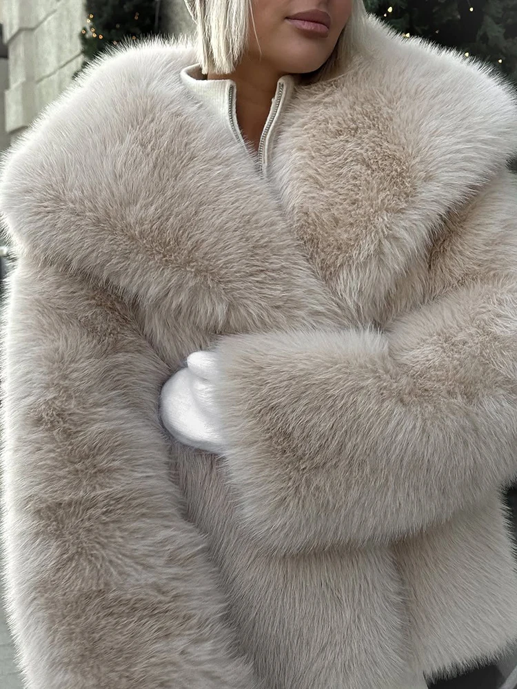 Faux Bontjassen voor Vrouwen Y2K Winter Dikke Losse Streetwear Revers Pluizige Bont Jas Koreaanse Luxe Harige Kunstbont Bovenkleding