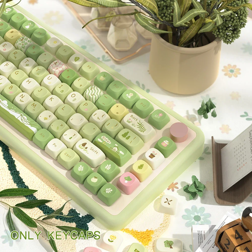 145 Keys Green MOA Profile PBT Keycaps Customs Dye Sub Keycap for Cherry Mx Switch Mechanical Gaming Keyboard MCA Key Caps