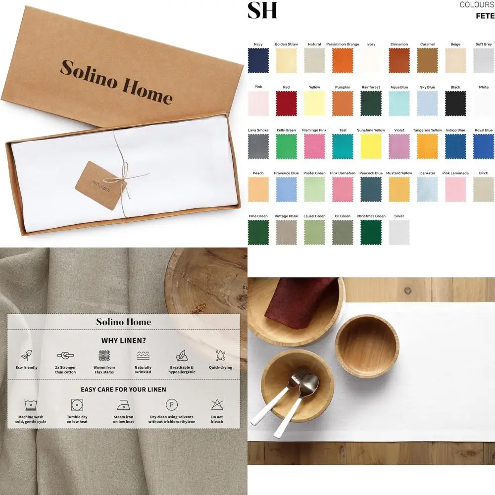 

Pure Linen Extra Long Table Runner 14x144 Inches - Perfect for Fall, Autumn, Winter, Thanksgiving, Holiday, Christmas Celebratio