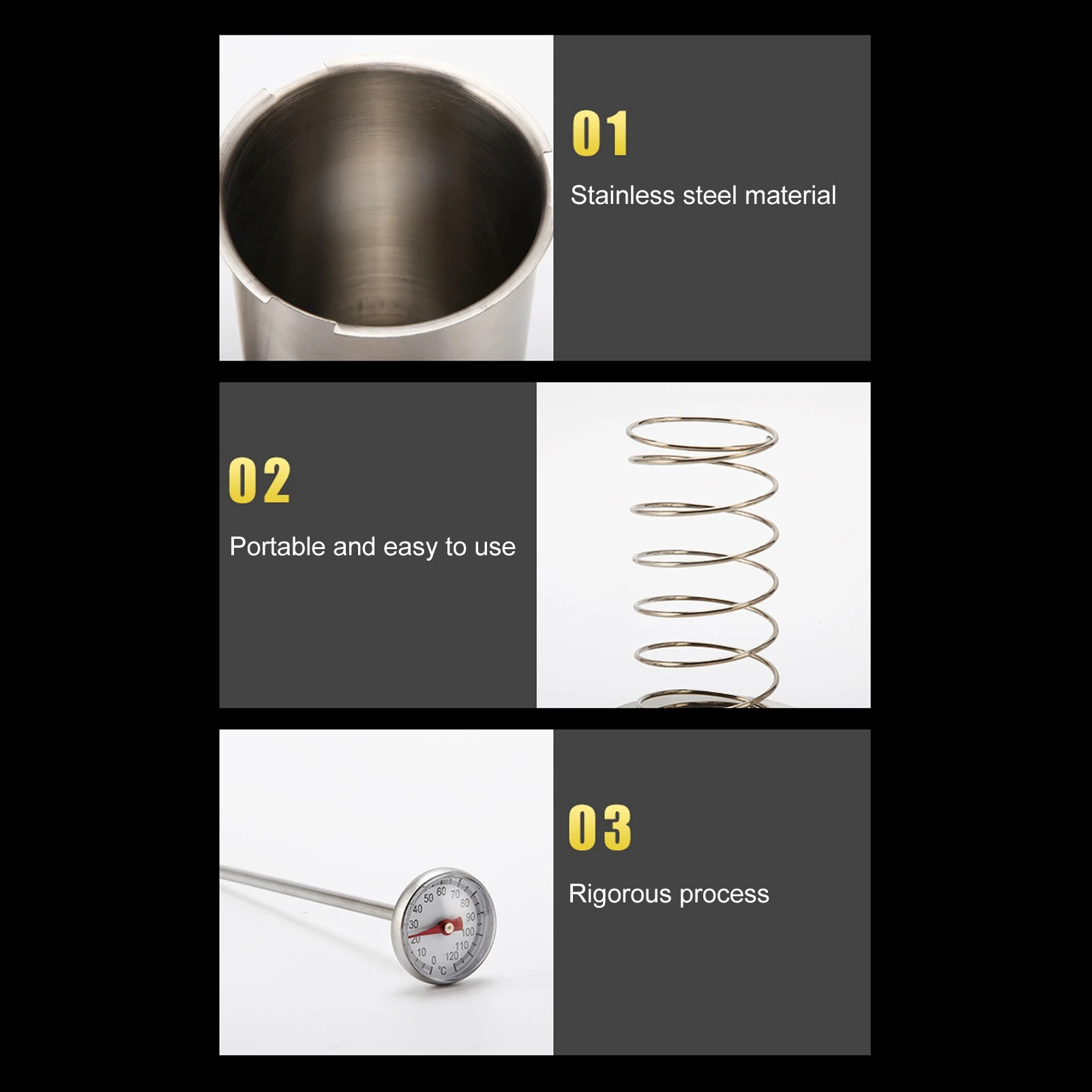 Prensa de carne casera saludable de acero inoxidable para hacer jamón, molde para tocino de cocina, caldera, sartén, estufa con termómetro