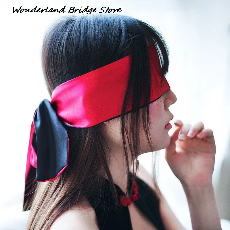 Mascarilla de satén para hombre y mujer máscara de ojos con los ojos vendados, conjunto de juegos sexuales para Cosplay erotic