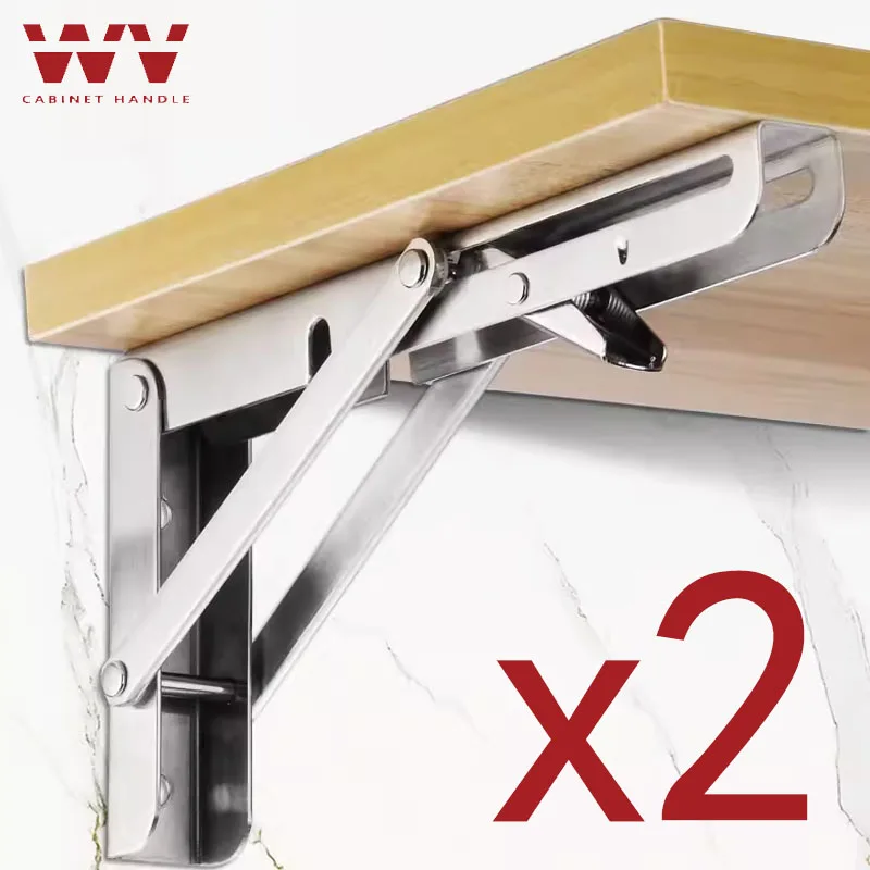 

2PCS Folding Angle Shelf Bracket Heavy Duty Triangle Stainless Steel Collapsible Shelf Bracket for Table Work Bench Wall Mounted
