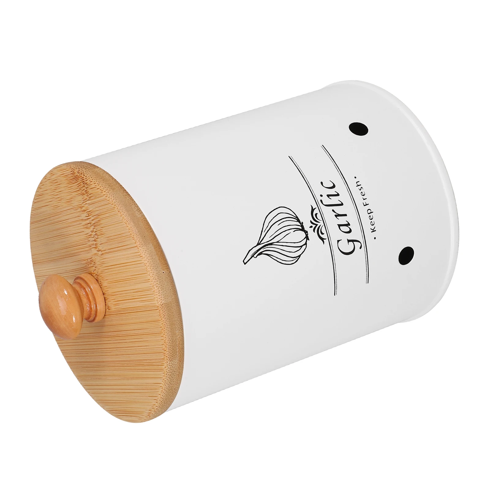 

Bamboo Lid -keeping Can Garlic Potato Onion Metal Beans Jar Kitchen Container Ginger Holder Home Storage Solution Household