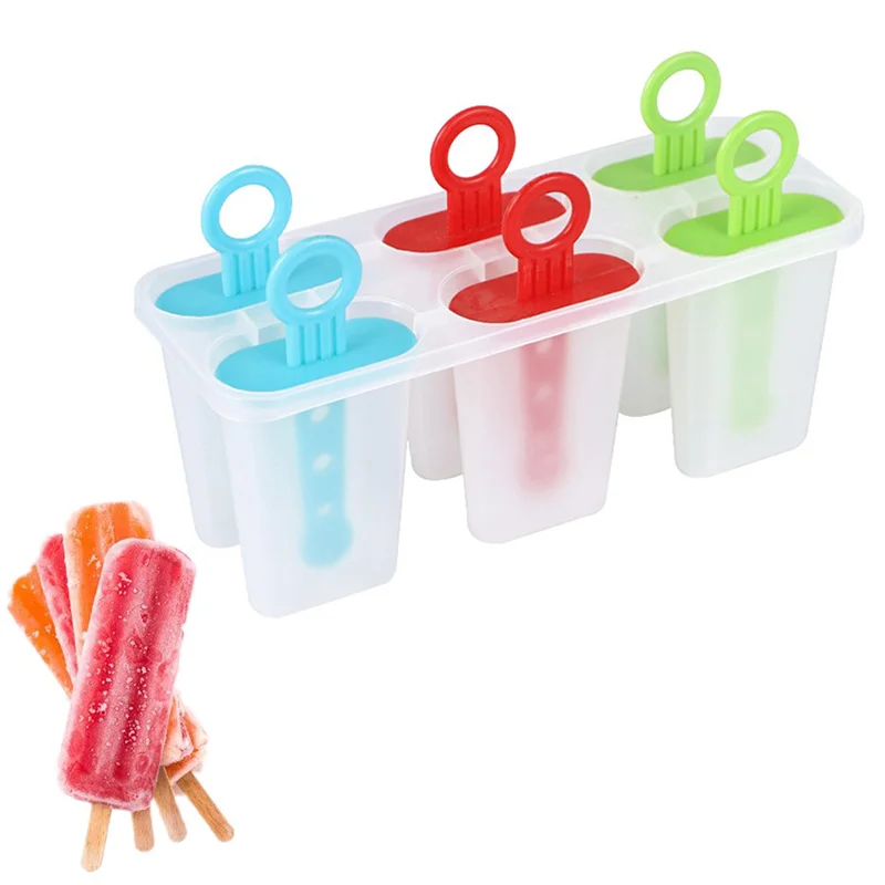 6 Cell Ice Cream Popsicle Mold DIY Ice Cream Machine Homemade Ice Box Summer Children Ice-lolly Mold Ice Tray Kitchen Gadgets